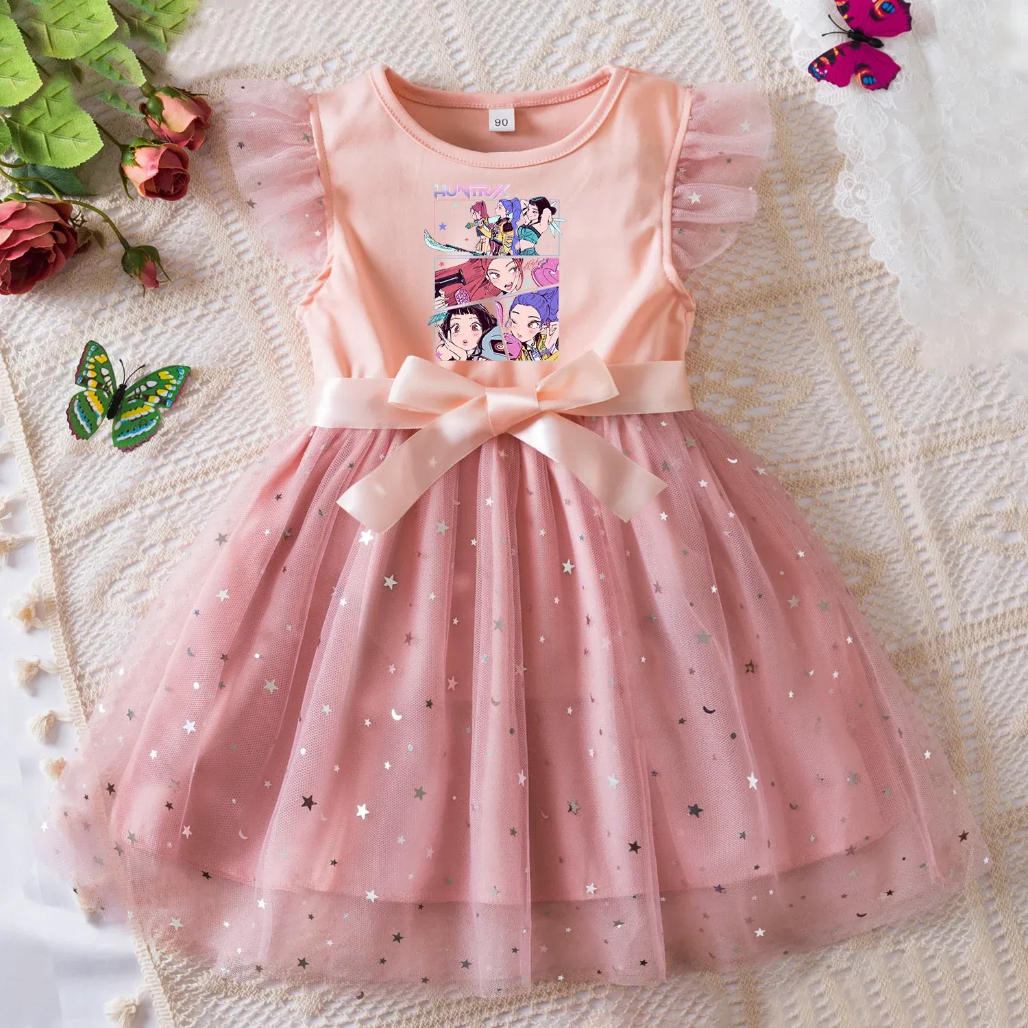 Color: army green, Size: One Size, Height: 170 - KPop Demon Hunters Girls Dress Kids Party Halloween Carnival Birthday Party Clothes Princess Tutu Dresses Costume Children Gift