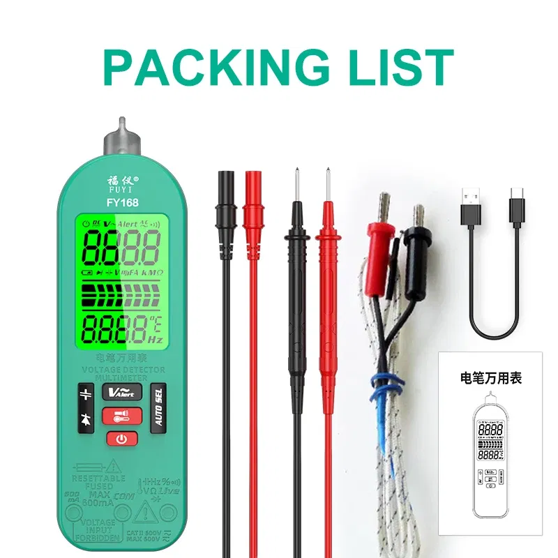Color: Brown - Smart Digital Multimeter Rechargeable Electronic Tester AC DC Contactless NCV Automatic Test Easy operate lightweight high quali