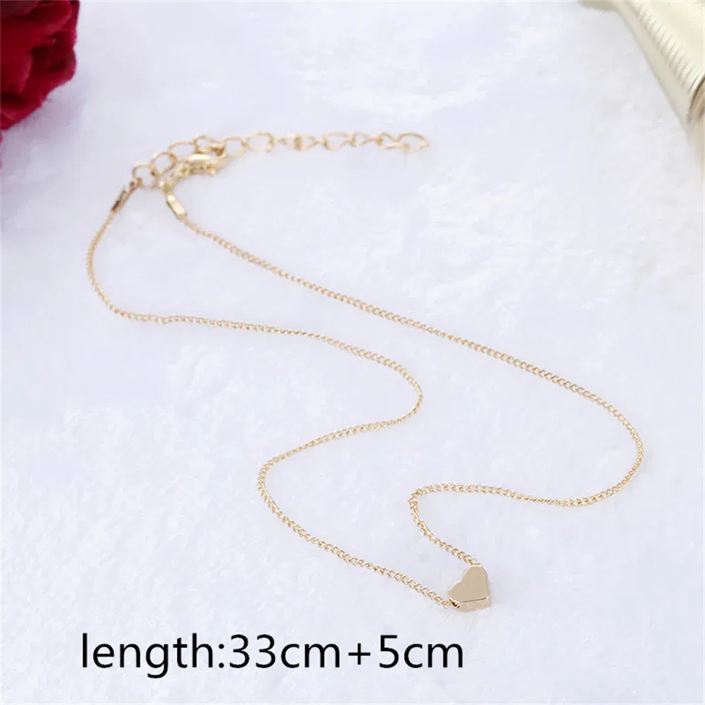 Metal Color: Steel color - Fashion Small Heart Pendant Necklaces for Women Party Exquisite Collar Chain Golden Silver Color Chokers Necklace Jewelry Gift