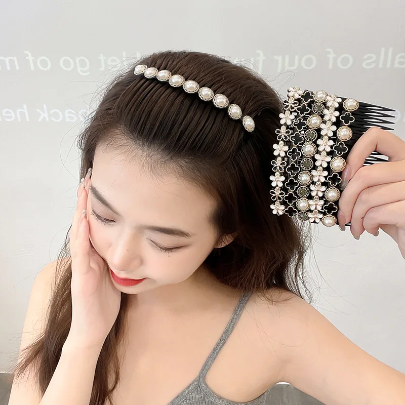 Color: Silver, Ships From: CHINA - 1PC Fashion Women Hairpins Rhinestone Pearl Hair Combs Clip Claw For Woman Barrettes Hair Maker Bun Hair Accessories Headwear