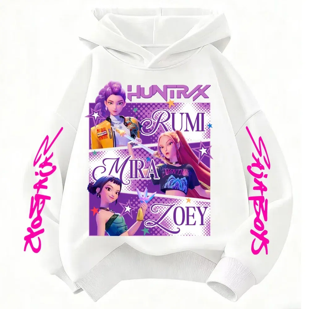 Color: Yellow, Kid Size: 7 - KPop Demon Hunters Huntrix Hoodie Kids Clothes Princess Girls Clothing Fashion Boys Clothes Spring Autumn Sweatshirt Child Tops