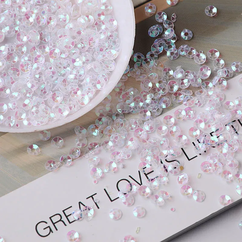 Color: antique silver - 10g/pack 3mm Cup PVC Round Transparent Crystal Loose Sequins Sewing Wedding Craft Women Kids DIY Garment Nail Accessories