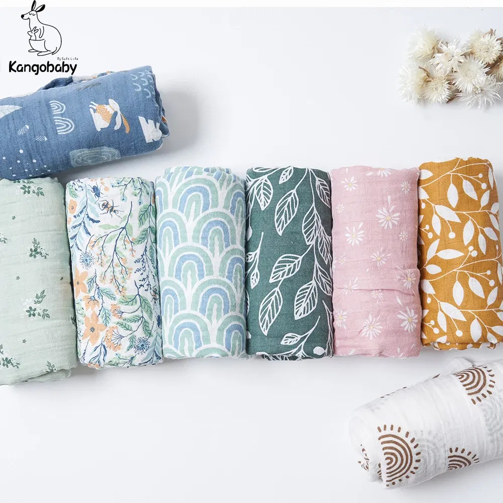 Color: Yellow - Kangobaby #My Soft Life# 2 Pieces Pack Muslin 100% Cotton Baby Swaddles Newborn Blankets Black White Gauze Infant Wrap