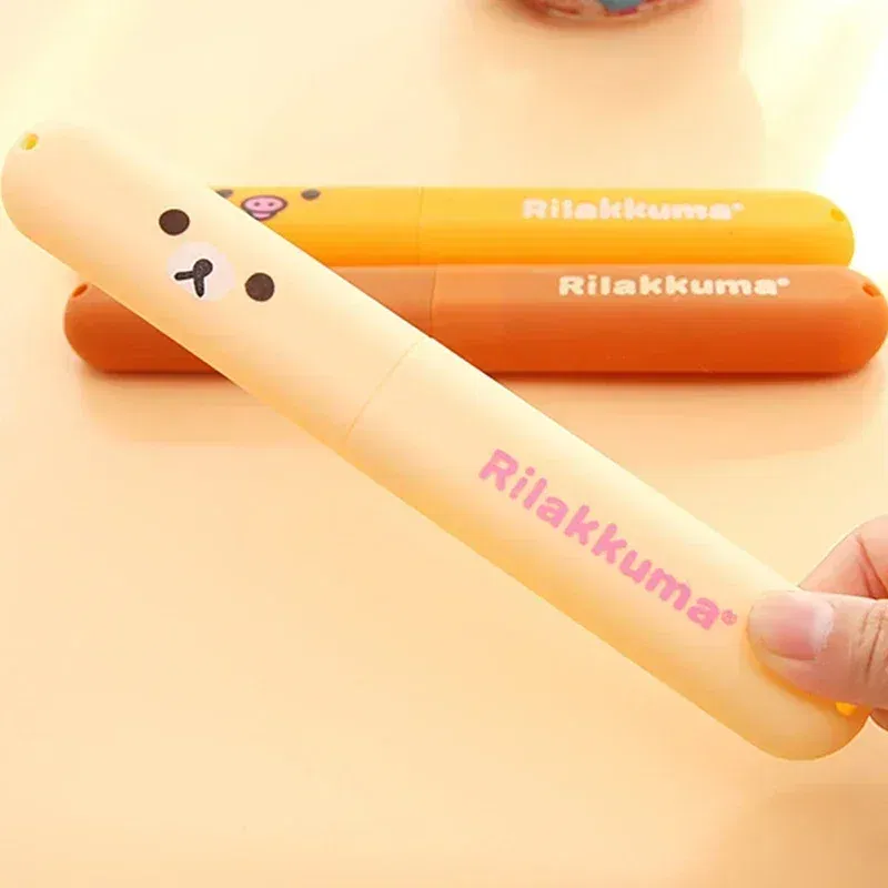 Color: Light Grey - Portable Toothbrush Cover Holder Bear Cute Animal Outdoor Travel Hiking Camping Toothrush Cap Case Protect Storage Cute Box