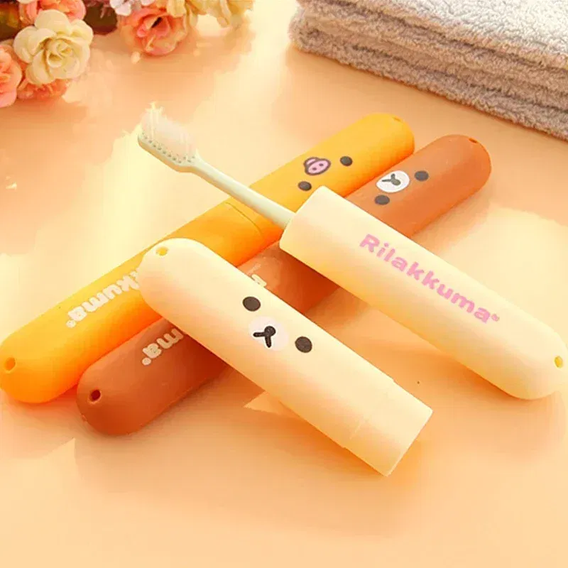 Color: Light Grey - Portable Toothbrush Cover Holder Bear Cute Animal Outdoor Travel Hiking Camping Toothrush Cap Case Protect Storage Cute Box