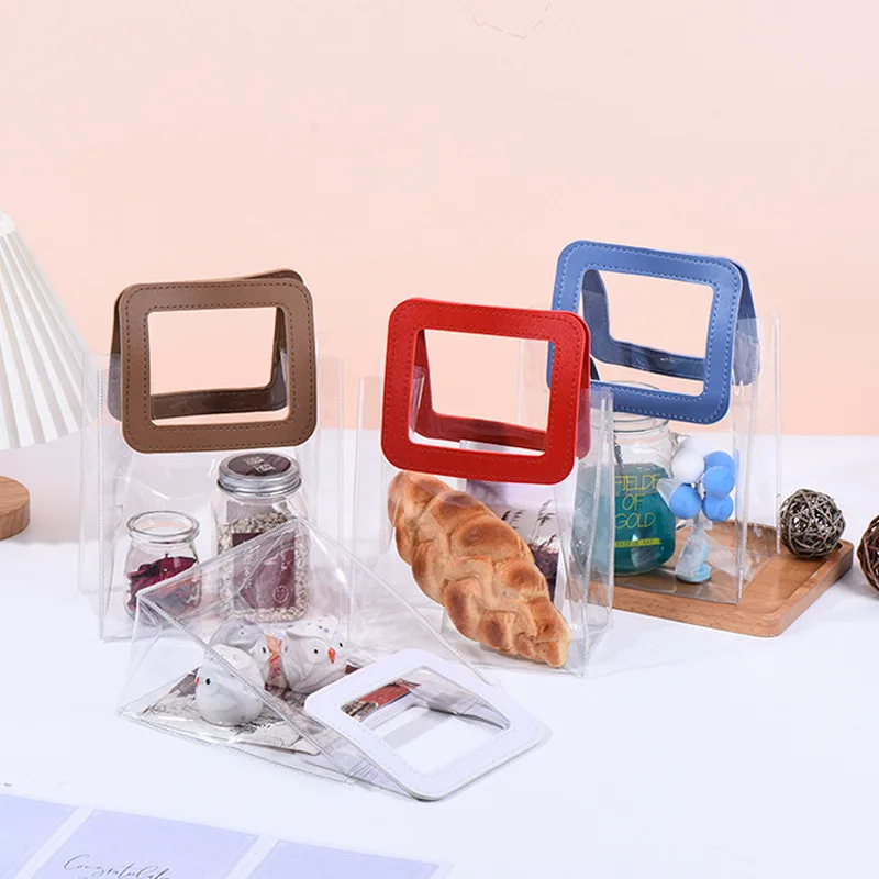 Color: Deep Sapphire, Gift Box Size: Other - 1PC Clear Candy Handbag PVC Gifts Cosmetics Bag Transparent Souvenir Packaging Bags Tote Xmas Birthday Wedding Party Supplies