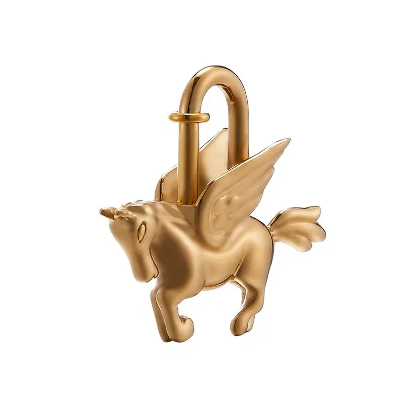 Color: Rose Gold - Bag Pendant For Birkin Kelly Bag Pegasus Lock Charm All-steel Animal Metal Lock Bag Pendant High-end Charm Necklace