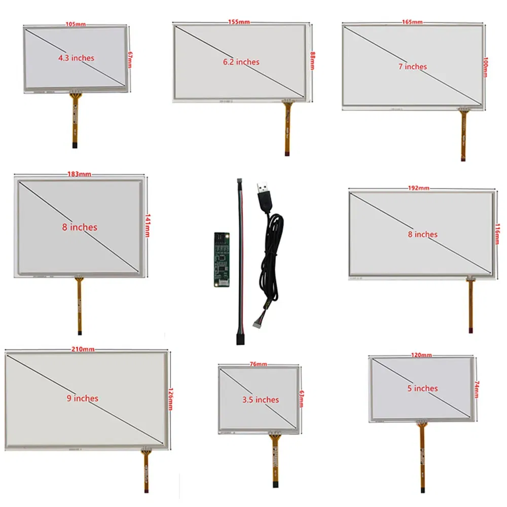 Color: GRAY - 3.5/4.3/5/6.2/7/8/9/10.1 Inch Raspberry Pi Industrial Equipment PC Car Resistance Digitizer Touch Screen Panel USB Driver Board