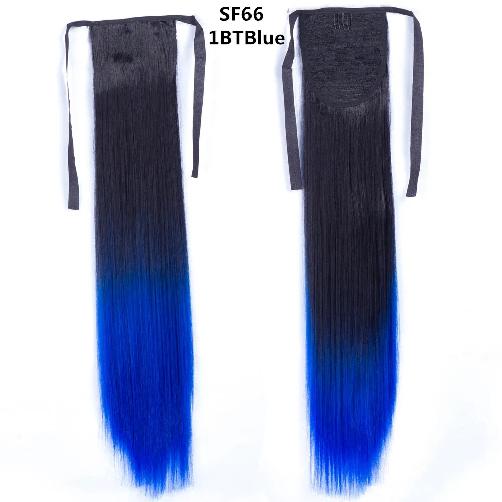 Color: T1/27 - LINWAN Synthetic Long Straight Wrap Around Clip In Ponytail Hair Extension Heat Reistan Pony Tail Fake Hair