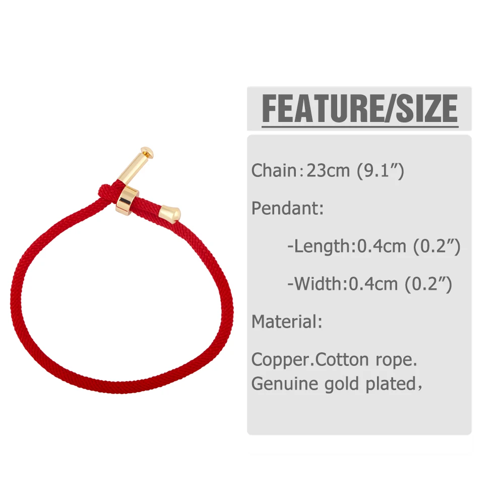 Color: Gold - OCESRIO Colorful Adjustable Cotton Red Rope Bracelet Chain Gold Plated Copper DIY Components for Jewelry Making cana002