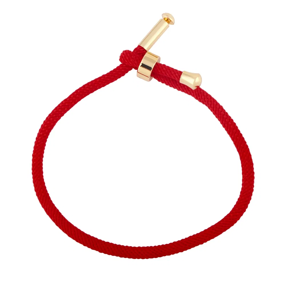 Color: Gold - OCESRIO Colorful Adjustable Cotton Red Rope Bracelet Chain Gold Plated Copper DIY Components for Jewelry Making cana002