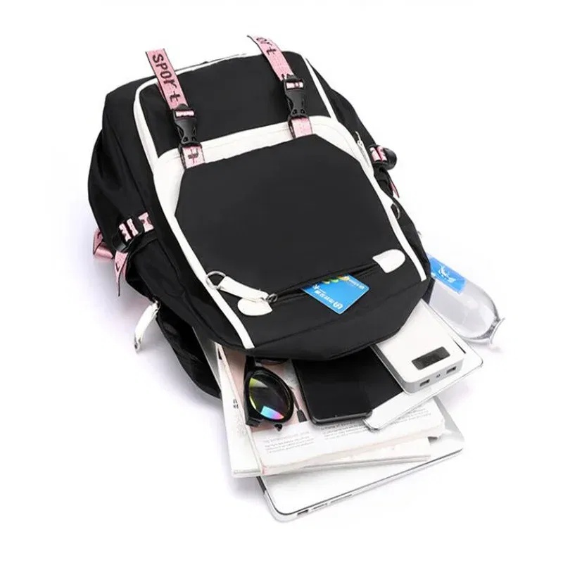 Color: light yellow, Size: 17 Inches - Demon Slayer Backpack Schoolbag USB Laptop Bag Tokitou Muichirou Kanroji Mitsuri Men Women Rucksack Travel Shoulder Outdoor Bags