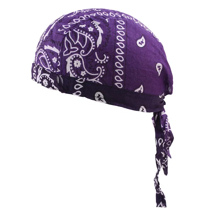 Color: black - Cotton Cycling Pirate Bandana Men Women Headwraps Bike Headband Headcloth Sweat Wicking Beanie Hip-hop Turban Head Scarf