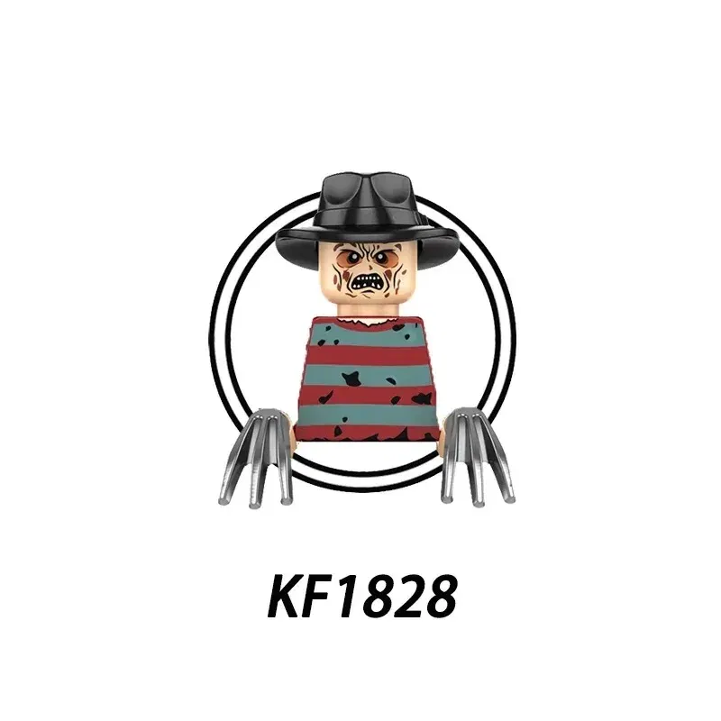 Color: Pink - 2025 Building Blocks KF6173 KF6175 KF6176 Halloween Horror Jason Sally Leather Face Jack Character Figures Bricks Children Toys