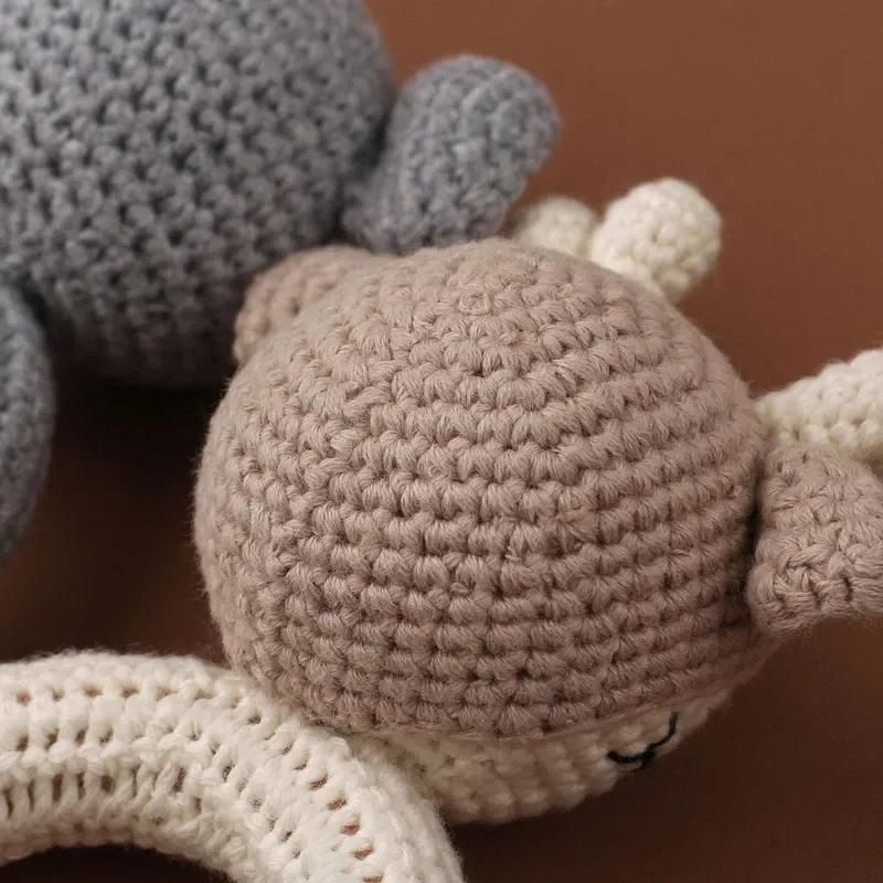 Color: PURPLE - 1pc Baby Teether Safe Wooden Toys Mobile Pram Crib Ring DIY Crochet Giraffe Deer Rattle Soother Product