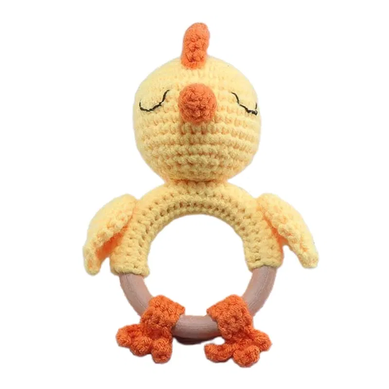 Color: PURPLE - 1pc Baby Teether Safe Wooden Toys Mobile Pram Crib Ring DIY Crochet Giraffe Deer Rattle Soother Product