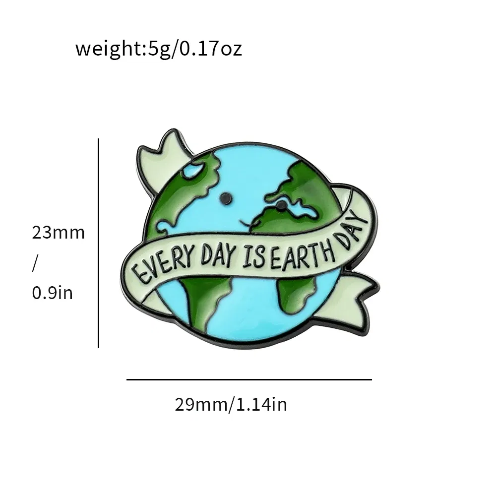 Metal color: SILVER PLATED, Ships From: CHINA - Protect Your Home Enamel Pins "Save The Planet" Sign Green Wreath Home Brooch Protect Ecology Environment Accessories Badge