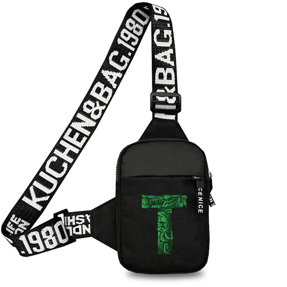 Color: Burgundy - Sports Chest Bag Men Small Mobile Phone Messenger Bags Waist Bags Multi-Function Carry-on Bag Engrave Image Initial Name Patter