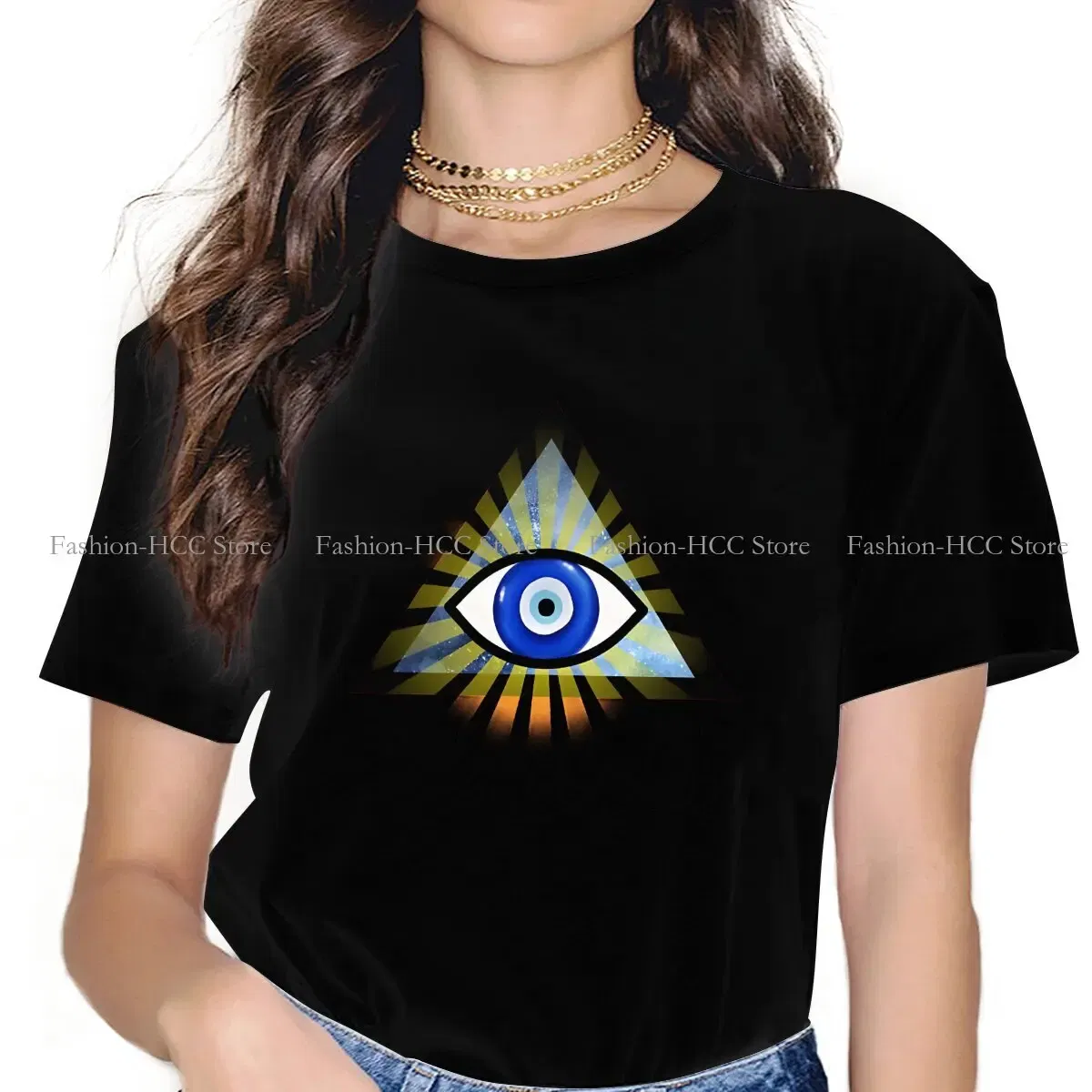 Color: black, Size: XXXL - Evil Eyes Polyester TShirts Evil Eye Protection - All Seeing Eye Personalize Homme T Shirt Hipster Tops