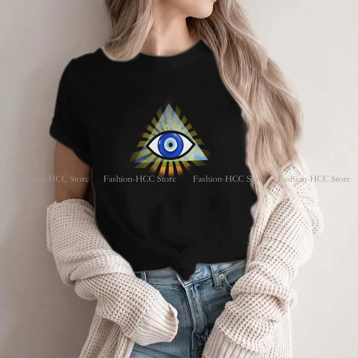 Color: black, Size: XXXL - Evil Eyes Polyester TShirts Evil Eye Protection - All Seeing Eye Personalize Homme T Shirt Hipster Tops