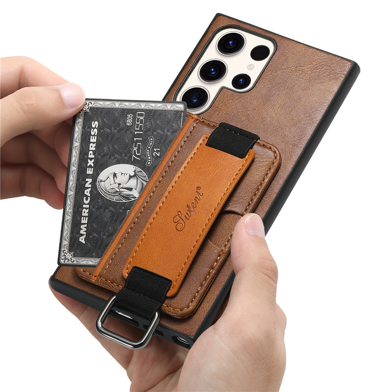 Color: Brown, Material: tpu - Leather Wallet Phone Case For Samsung Galaxy S24 S23 S22 FE Ultra Plus A53 A54 A13 A14 A24 A34 Note20Ultra Card Holder Cover