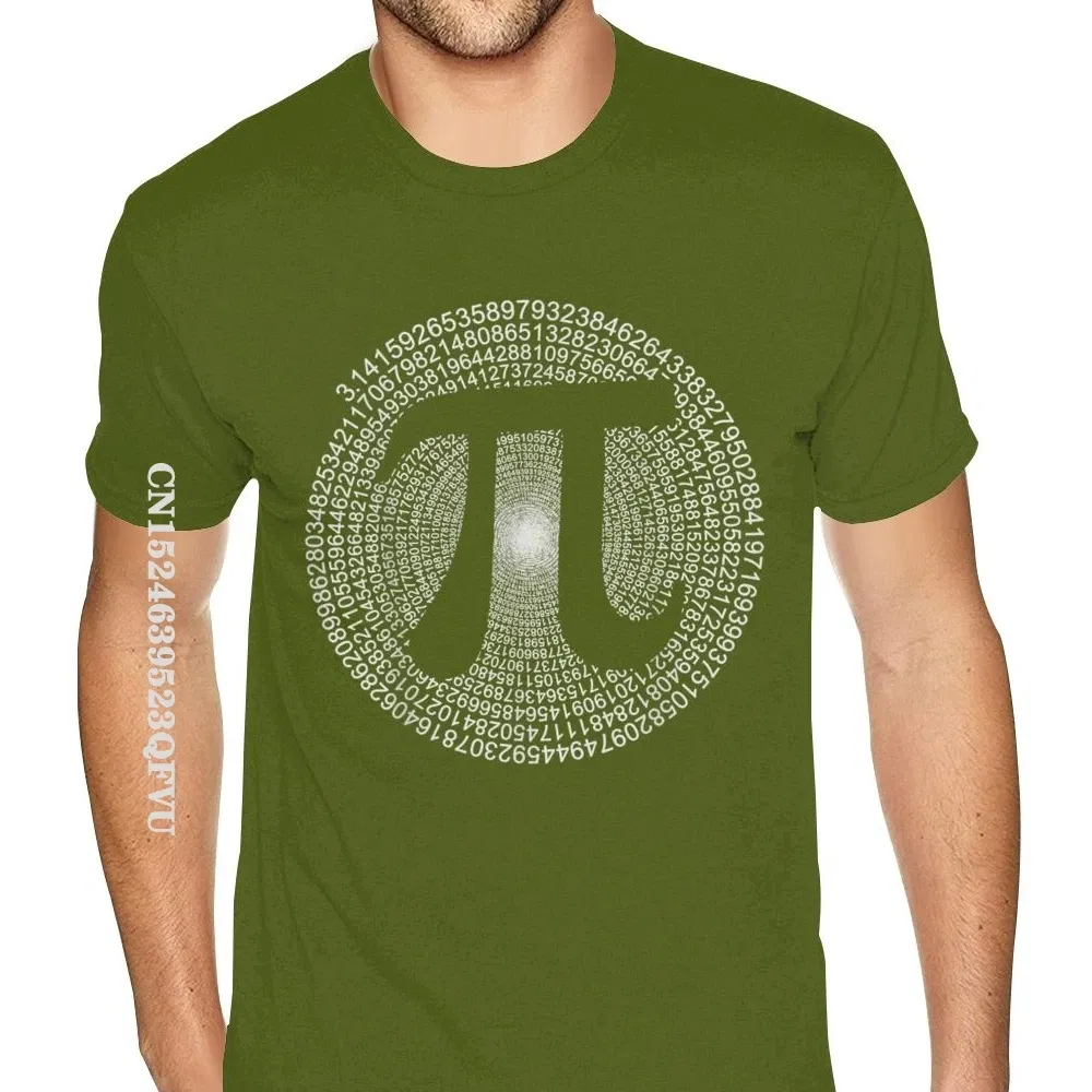 Color: army green, Size: L - Classic Pi T Shirt 3,14 Pi Number Symbol Math Science Gift Tee Shirts For Men Make Your Own Soft Cotton HipHop Print Tee