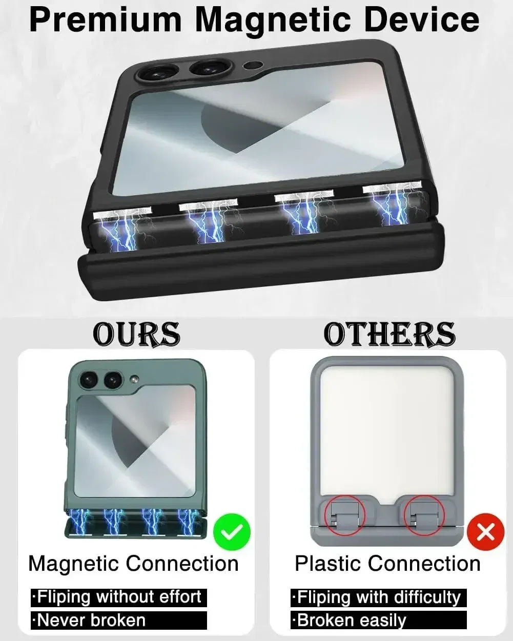 Color: SKY BLUE, Bundle: Case & Screen Protector - For Samsung Galaxy Z Flip 6 Magnetic Phone Case with Stylus Pen Hinge Protection Drop-Proof Protective Shell for Z Flip6 Covers