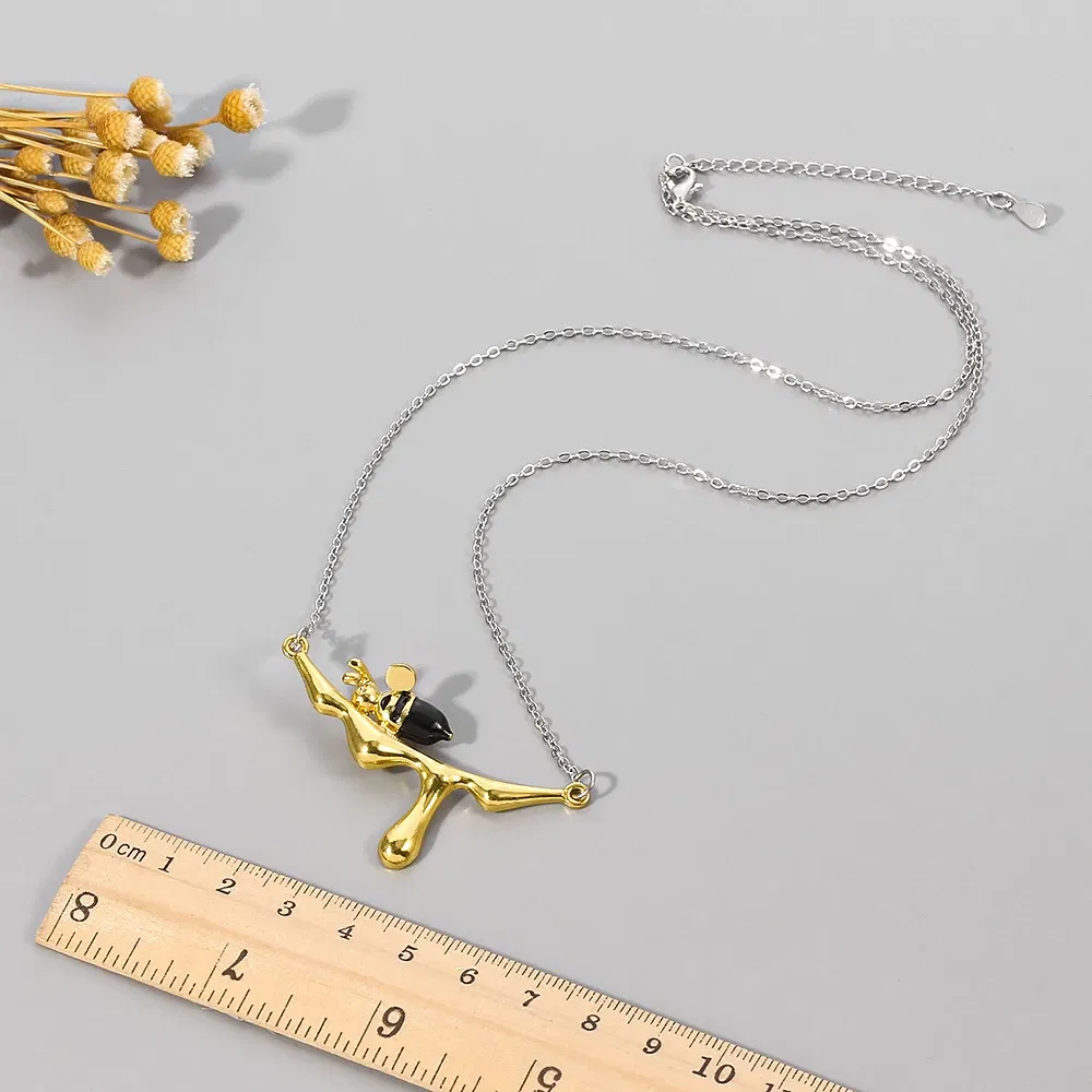 Metal Color: Light Yellow Gold Color, Ships From: CHINA - Lovely Bee With Drop Honey Charm Choker Necklaces Gold Silver Color Pendant Chain Necklace for Women Girl Jewelry