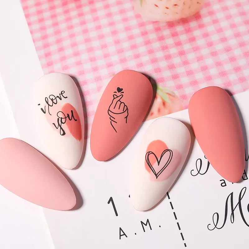Color: Dark Grey - Heart Leaf Design 3D Nail Sticker Black White Transfer Stickers for Nails Sexy Girl Face Self-adhensive Slider Tip Abstract Wrap