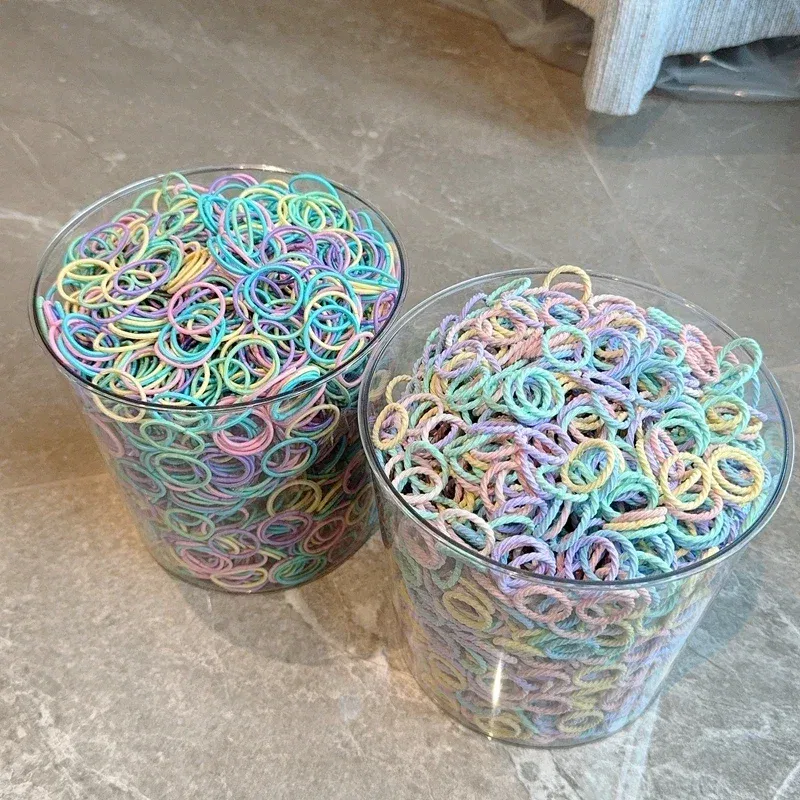 Color: Green - [50Pcs/lot] Baby Rubber Band Does Not Hurt The Hair Small Thumb Ring High Elastic Thread Toddler Seamless Scrunchies Set