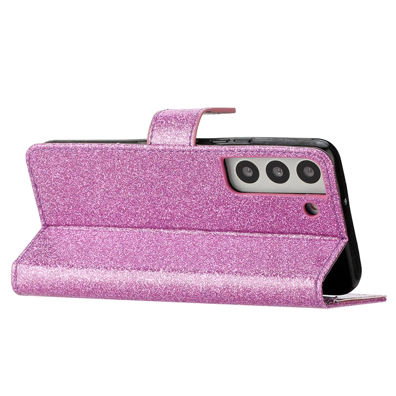 Color: Pink, Material: Plastic - Glitter Wallet Leather Case For Samsung Galaxy S25 FE S24 Ultra S23 Plus S22 S21 A35 A36 A56 A55 A13 A14 A15 A16 A26 A34 A33 A54