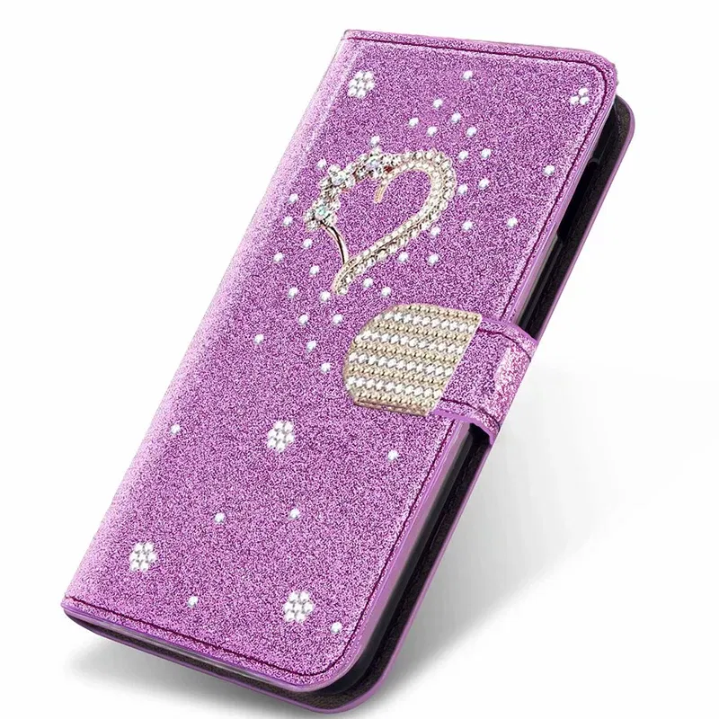 Color: Pink, Material: Plastic - Glitter Wallet Leather Case For Samsung Galaxy S25 FE S24 Ultra S23 Plus S22 S21 A35 A36 A56 A55 A13 A14 A15 A16 A26 A34 A33 A54