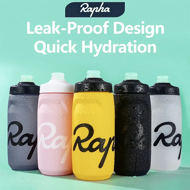 Color: WHITE - Rapha Cycling Water Bottle 620/750ml Ultra light Leak-proof squeezable Taste-free Camping Hiking Sports Bicycle Kettle