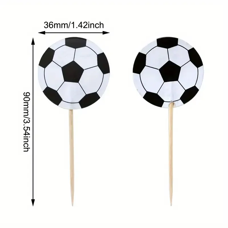 Color: plum - 24/48pcs Football Cake Decoration Football Cupcake Topper Soccer Theme Cake Topper Kids Birthday Party Supplies