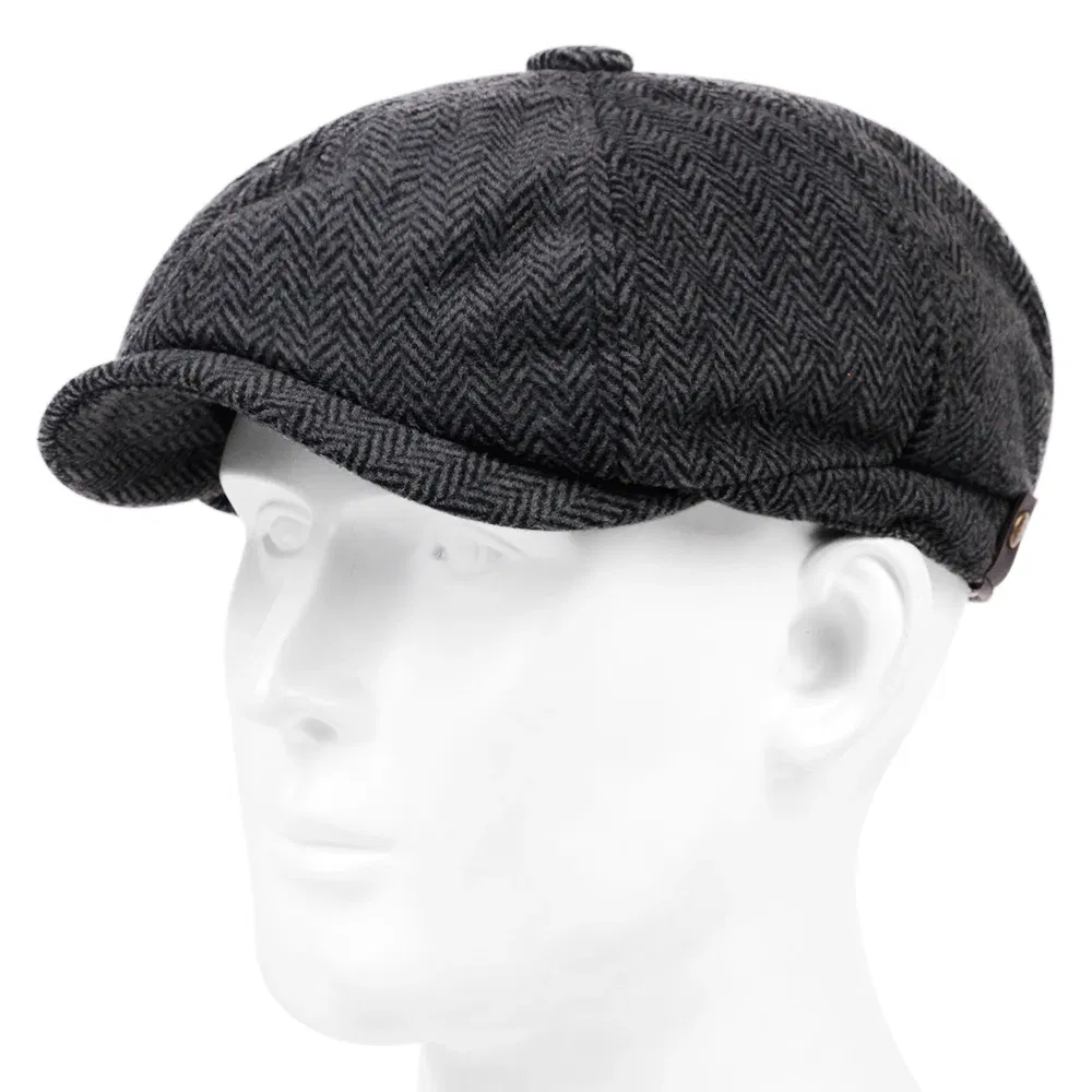 Color: Dark Grey, Hat Size: One Size - Fashion Wool Newsboy Caps Men Herringbone Flat Caps Women Coffee British Gatsby Caps Autumn Winter warm Woolen Hats gorras