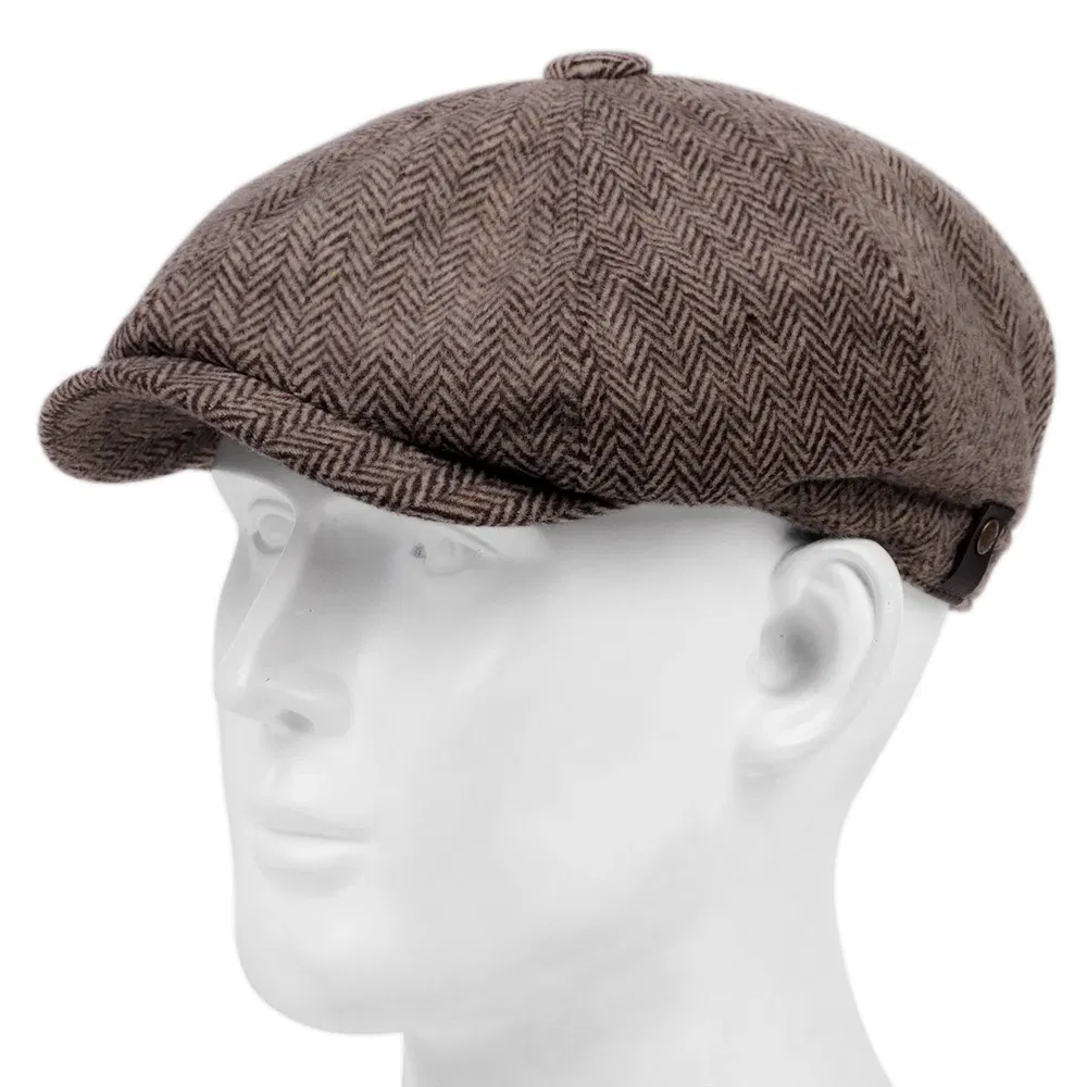 Color: Dark Grey, Hat Size: One Size - Fashion Wool Newsboy Caps Men Herringbone Flat Caps Women Coffee British Gatsby Caps Autumn Winter warm Woolen Hats gorras