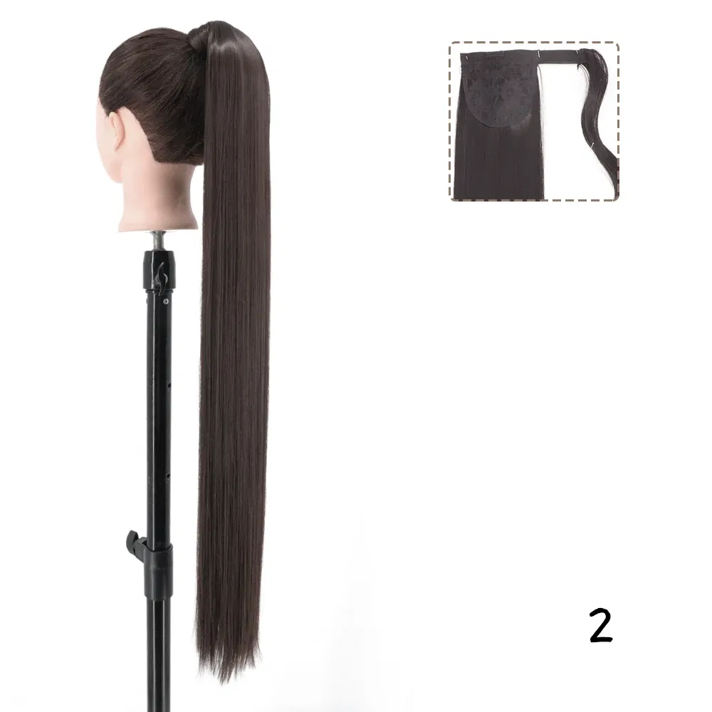 Color: 4/27HL, Stretched Length: 22inches - AZQUEEN Straight Synthetic Hairpiece With Ponytail 85cm Super Long Wrap Around Clip In Hair Extensions Pony Tail For Daily Wear