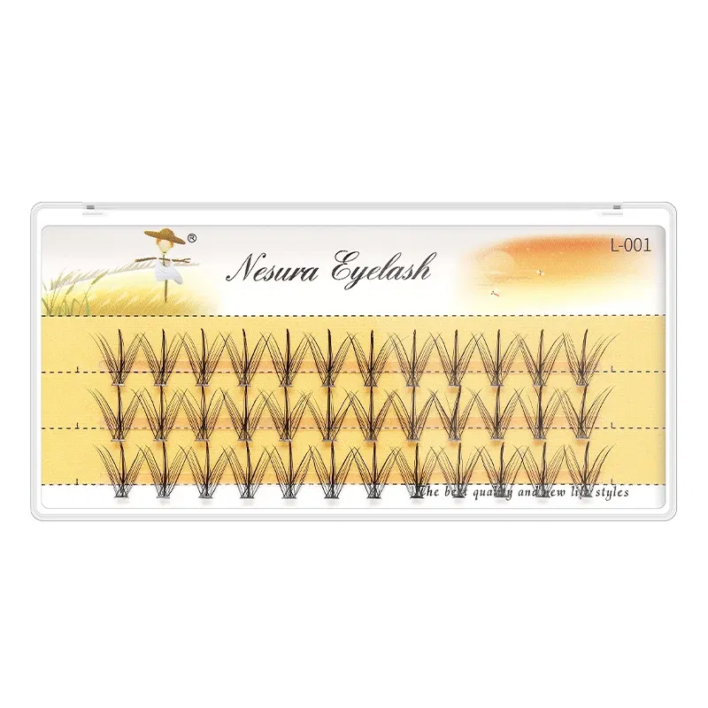 Length: 10mm - Grafting World Sunflower False Eyelashes Natural Simulation Fairy Sandwich Single Cluster Self-Adhesive Eyelashes
