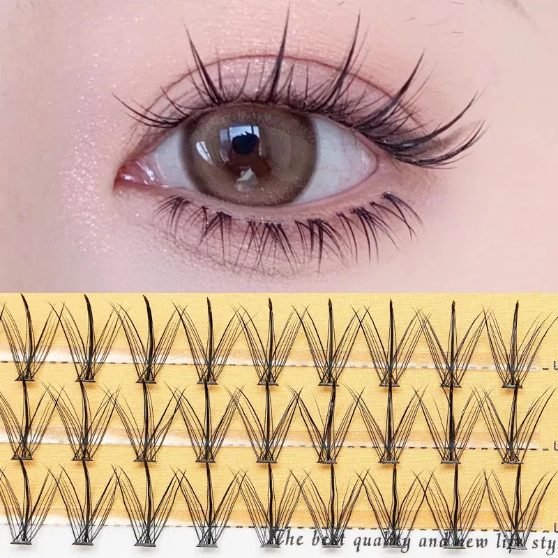 Length: 10mm - Grafting World Sunflower False Eyelashes Natural Simulation Fairy Sandwich Single Cluster Self-Adhesive Eyelashes
