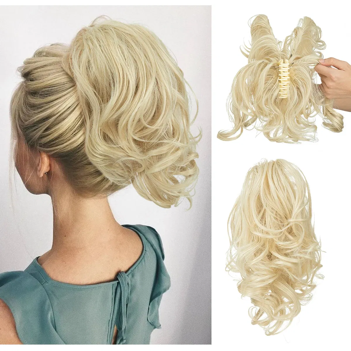 Color: #144, Bulk Buy: 1pc - SARLA Synthetic Diy Claw Clip In Ponytail Extensions Hairpiece Hair Bun Fake Black Blonde Natural Hair False Pigtail for Women