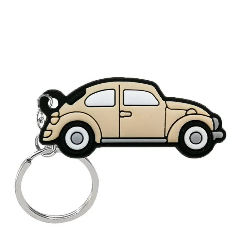 Color: GRAY - 1PCS PVC Key Ring 6 Colors of Car Shape Keychain charms Colorful Key Chain Key Holder Fit Little Boy Gift Kids Toys