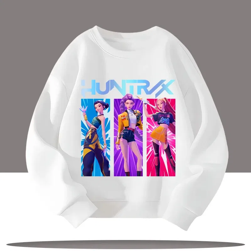 Color: Beige, Kid Size: 10 - K-pop Demon Hunters New Children's Round-neck Sports Shirt with Cartoon Print - 3-12 Years Old Cute Girl Casual Top