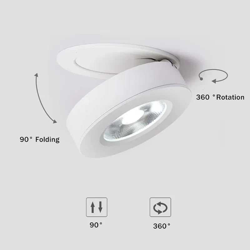 Body Color: Green, Emitting Color: Warm White - 3 Colors Slim Ceiling Lamp Ceiling Light LED Foldable 360 Recessed Surface Mounted Spotlight for Hallway Gallery Display Living