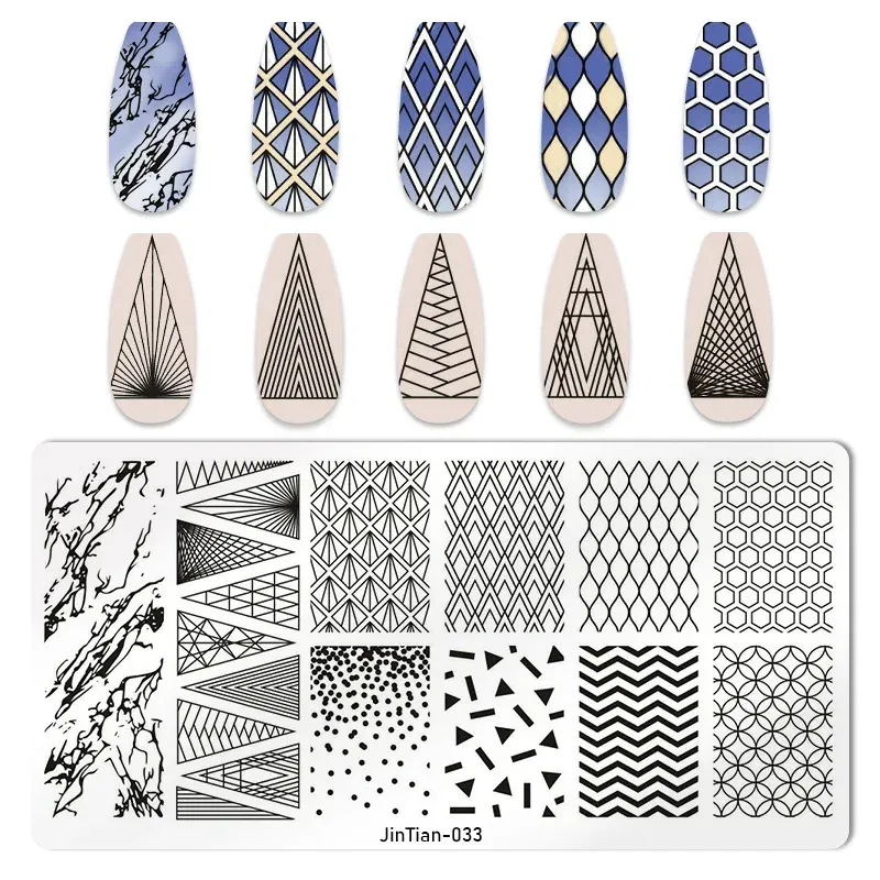 Color: transparent - 1PC Nail Art Stamp Plate Geometric Line DIY Stamping Image Plate 6*12CM Nail Stamping Plate Stainless Steel Plate Stencil JTY150