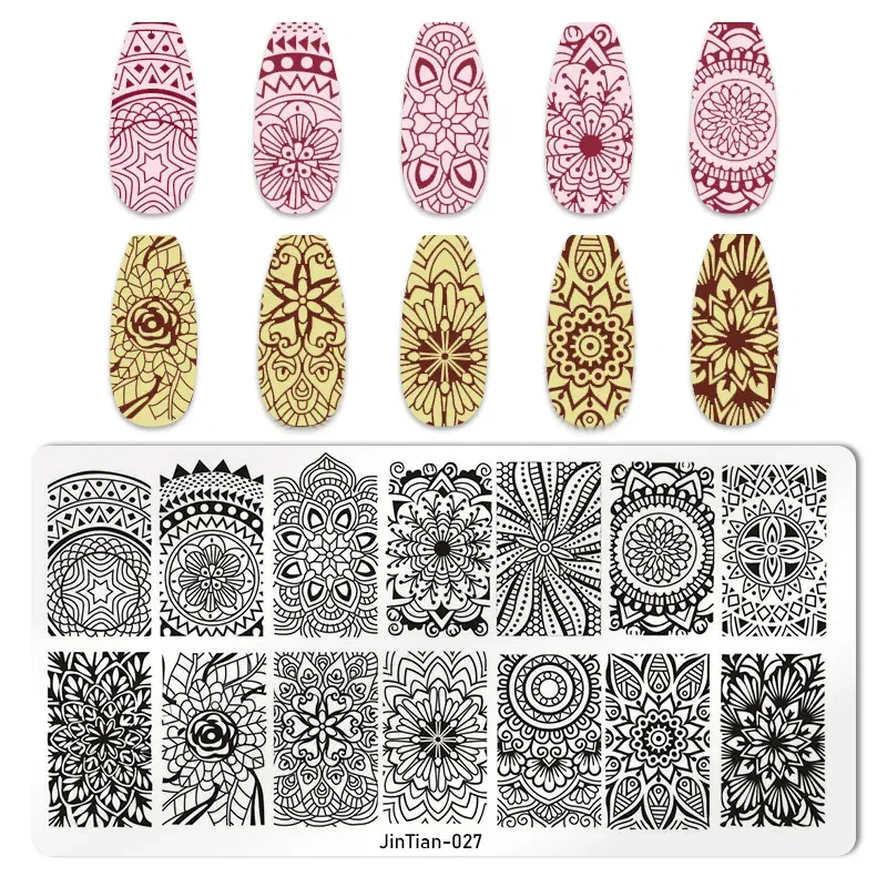 Color: transparent - 1PC Nail Art Stamp Plate Geometric Line DIY Stamping Image Plate 6*12CM Nail Stamping Plate Stainless Steel Plate Stencil JTY150