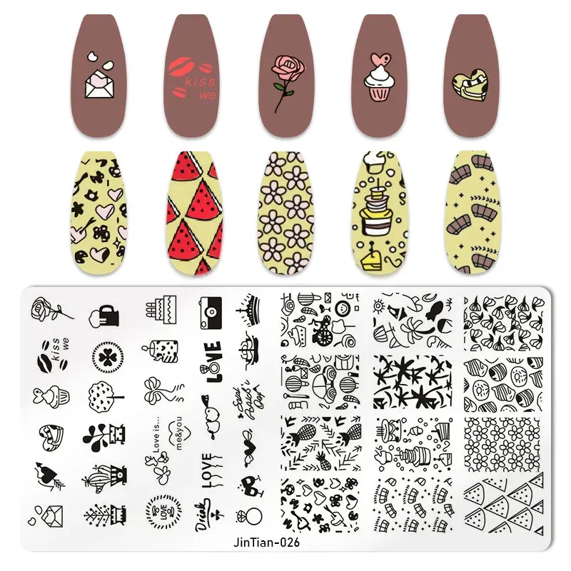 Color: transparent - 1PC Nail Art Stamp Plate Geometric Line DIY Stamping Image Plate 6*12CM Nail Stamping Plate Stainless Steel Plate Stencil JTY150