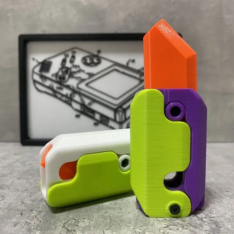 Color: SKY BLUE, Ships From: CHINA - Gravity Folding Claw Knife Radish Knife 3d Printing Gravity Knife Small Radish Knife Push Card Decompression Fidget Mini Toy