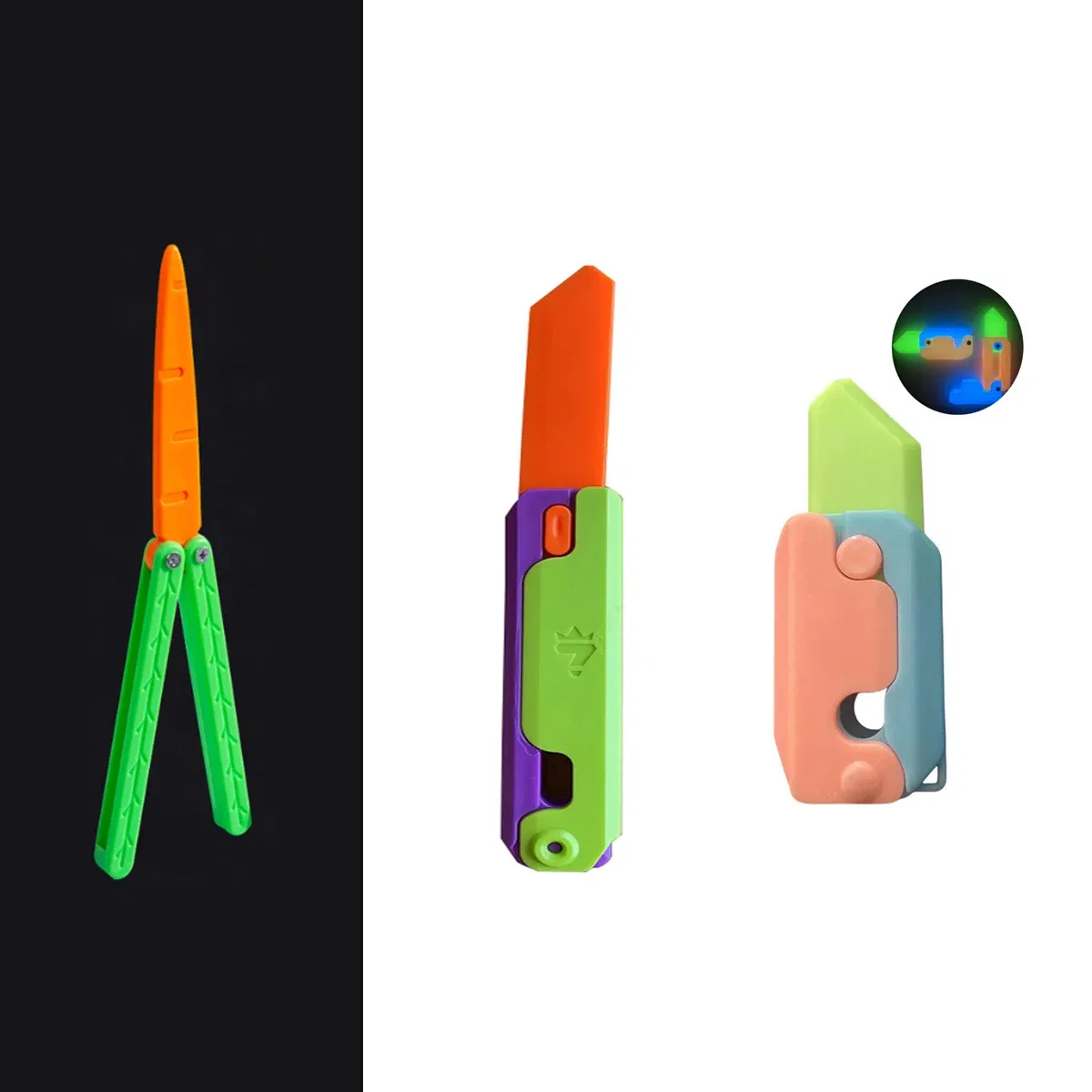 Color: SKY BLUE, Ships From: CHINA - Gravity Folding Claw Knife Radish Knife 3d Printing Gravity Knife Small Radish Knife Push Card Decompression Fidget Mini Toy