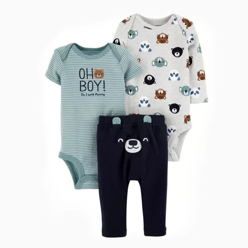 Color: Gold, Ships From: CHINA, Kid Size: 18M - 3PCS Baby Boy Clothes Autumn Newborn Baby Clothes Bodysuits+Pants Animal Outfit Infant Pajama Pure Cotton Sets 0-24M Jumpsuit