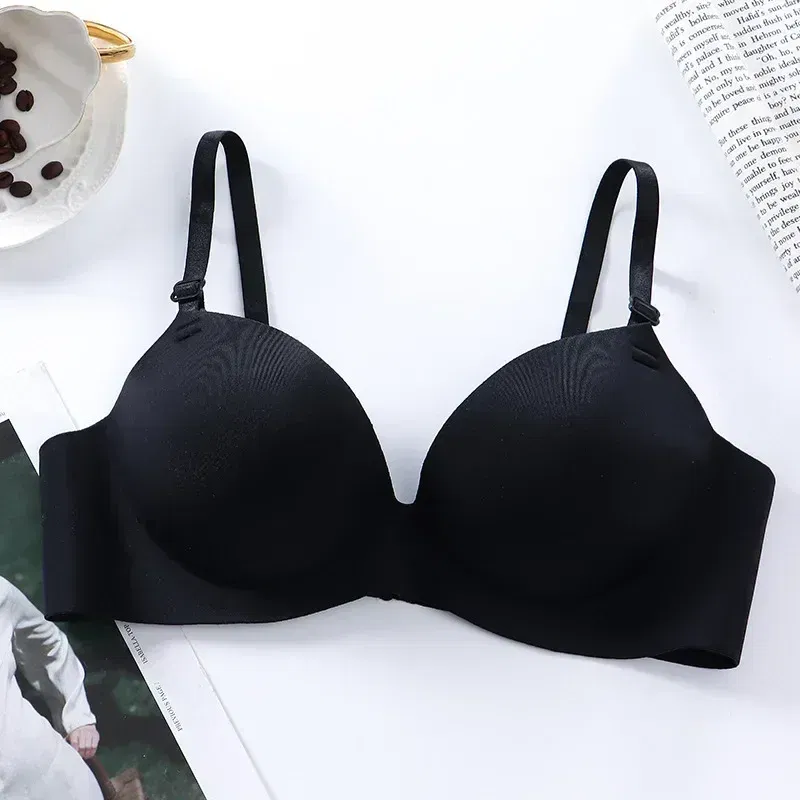 Color: black, Bands Size: 36, Cup Size: B - Women Seamless Bra Sexy Push Up Bralette No Wire Girls Students Breathable Lingerie Fashion 3/4 Cup Wireless Female Lingerie